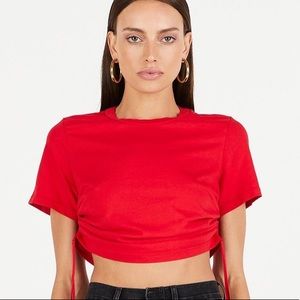 Cotton Citizen Red Short Sleeve Crop Top